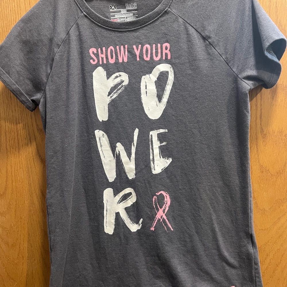 Gray youth Shirt with Pink ribbon Accents